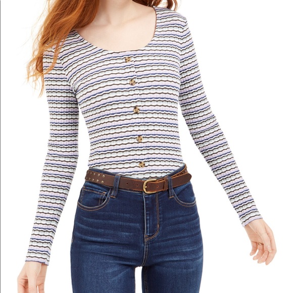 Hippie Rose Tops - Hippie Rose Junior’s Button Corp Pointelle…
